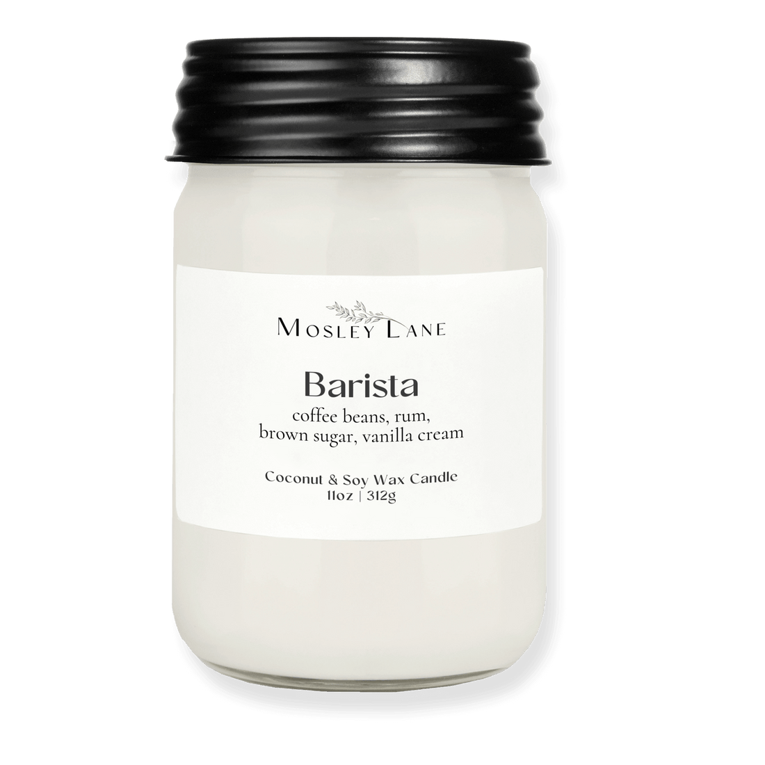 Barista · Mason Coconut & Soy Candle · Black Lid