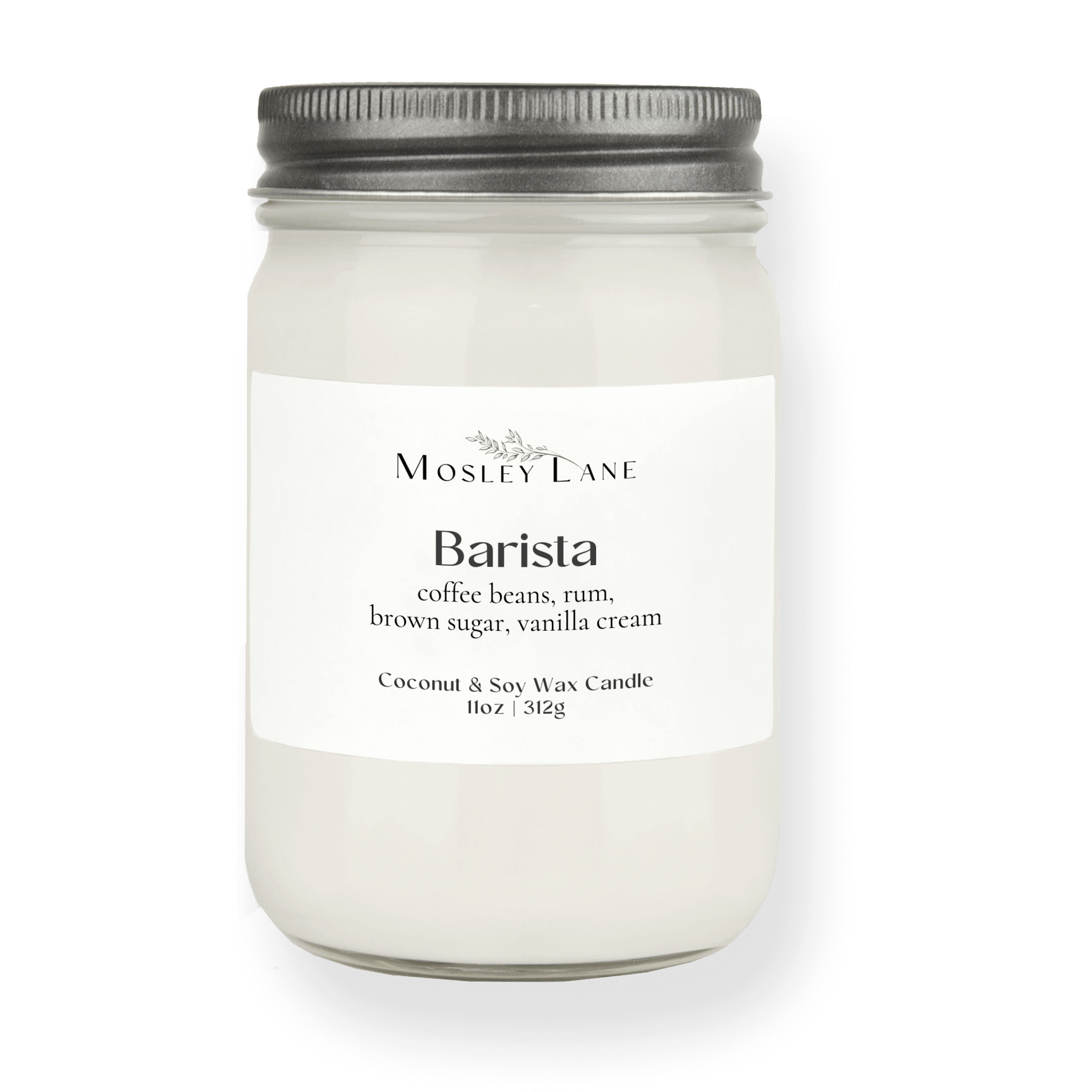 Barista · Mason Coconut & Soy Candle · Pewter Lid
