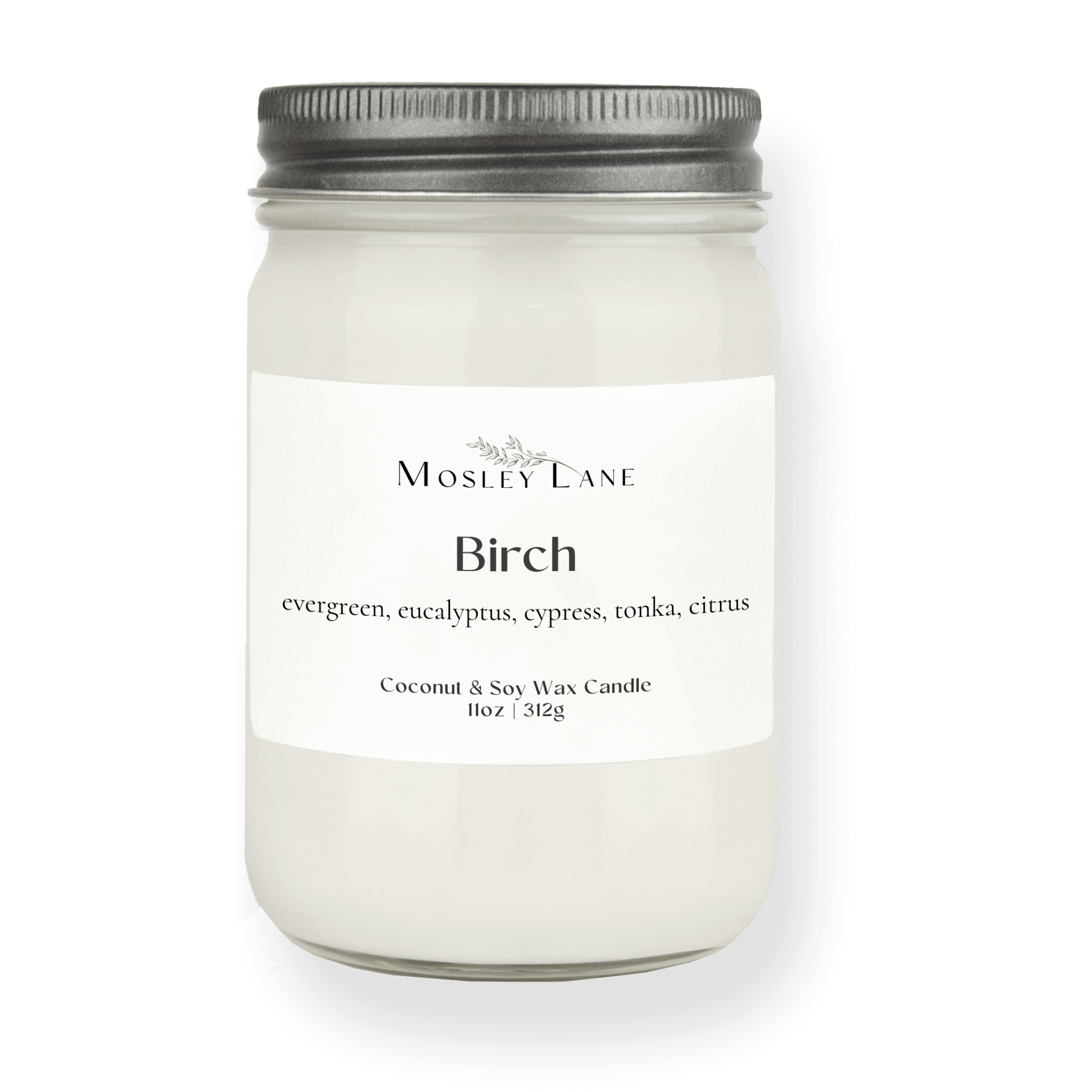 Birch · Mason Coconut & Soy Candle · Pewter Lid