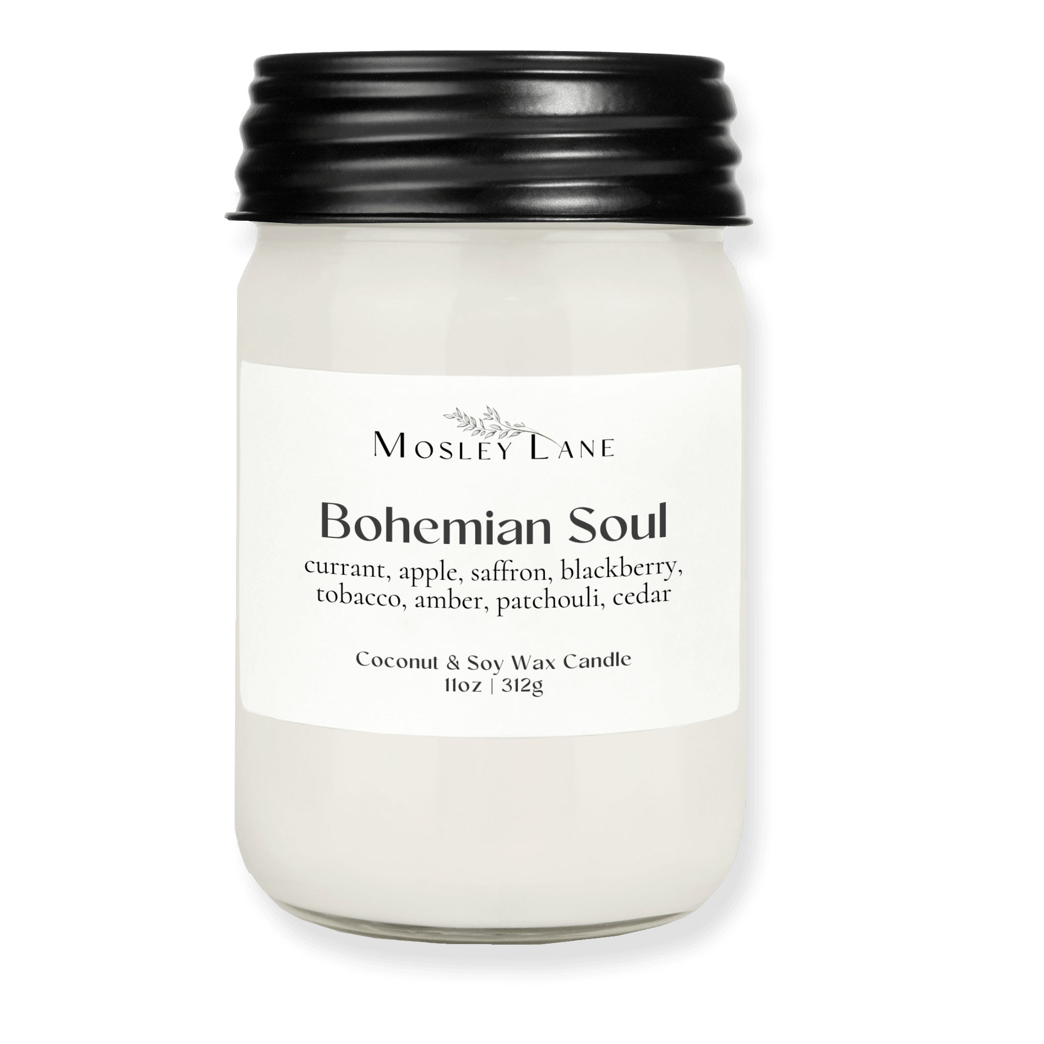 Bohemian Soul · Mason Coconut & Soy Candle · Black Lid