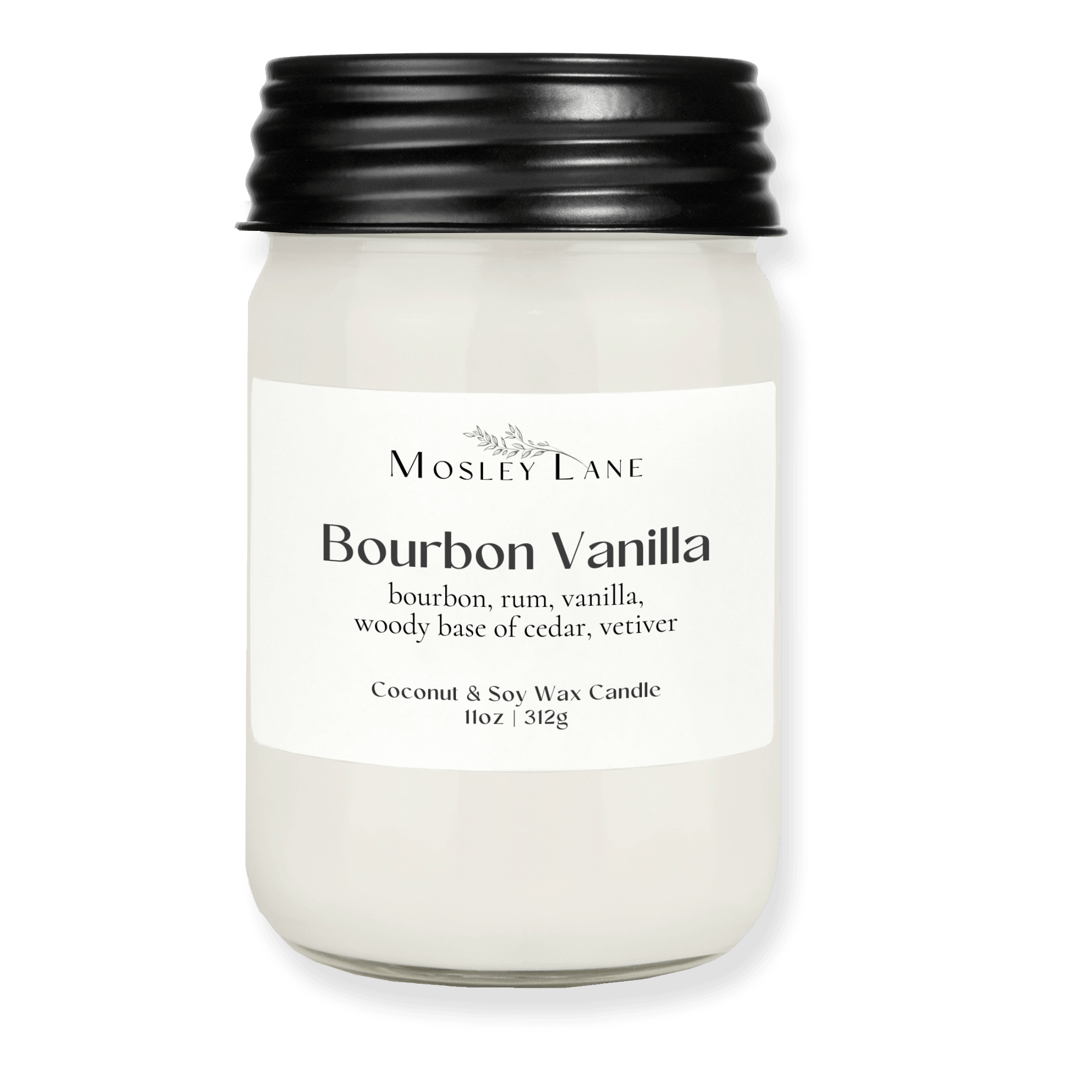 Bourbon Vanilla · Mason Coconut & Soy Candle · Black Lid