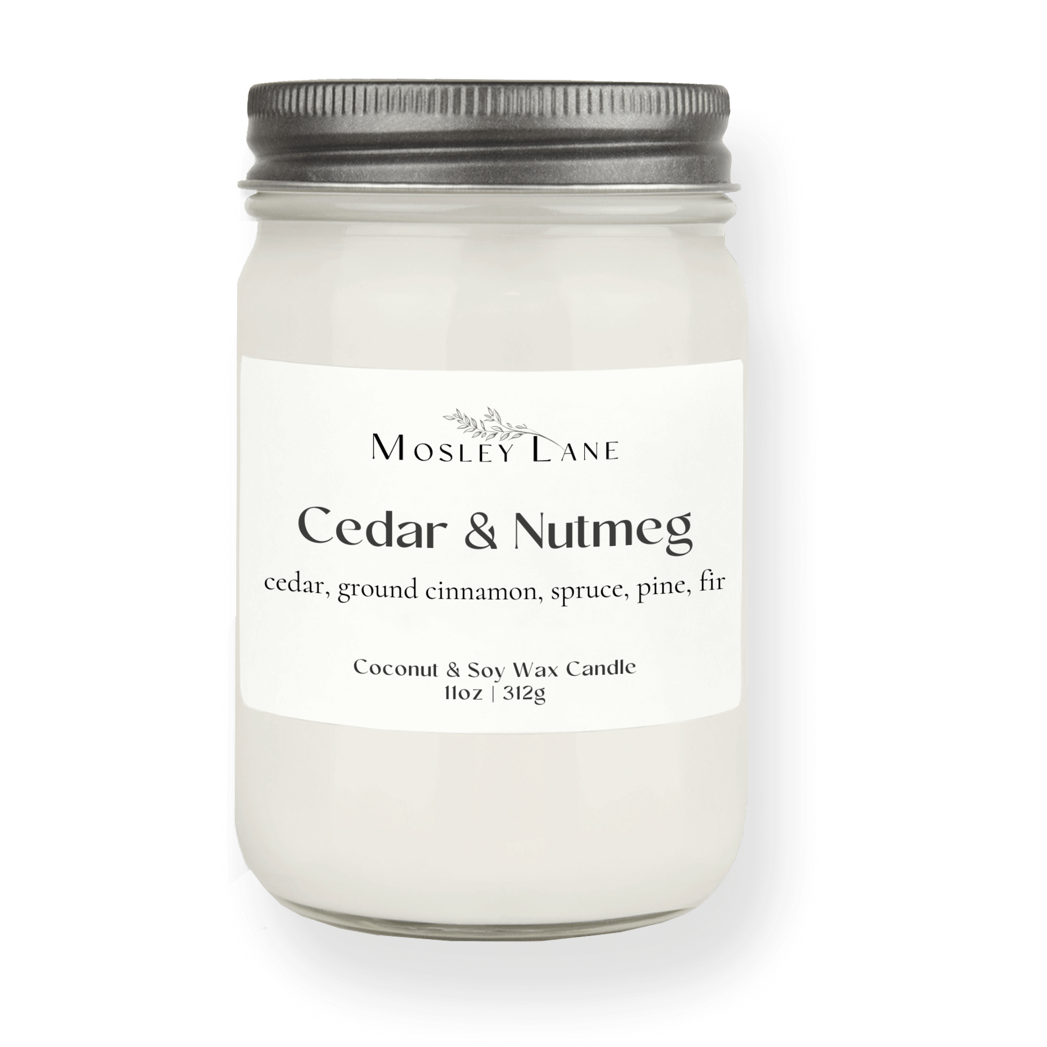 Cedar & Nutmeg · Mason Coconut & Soy Candle · Pewter Lid