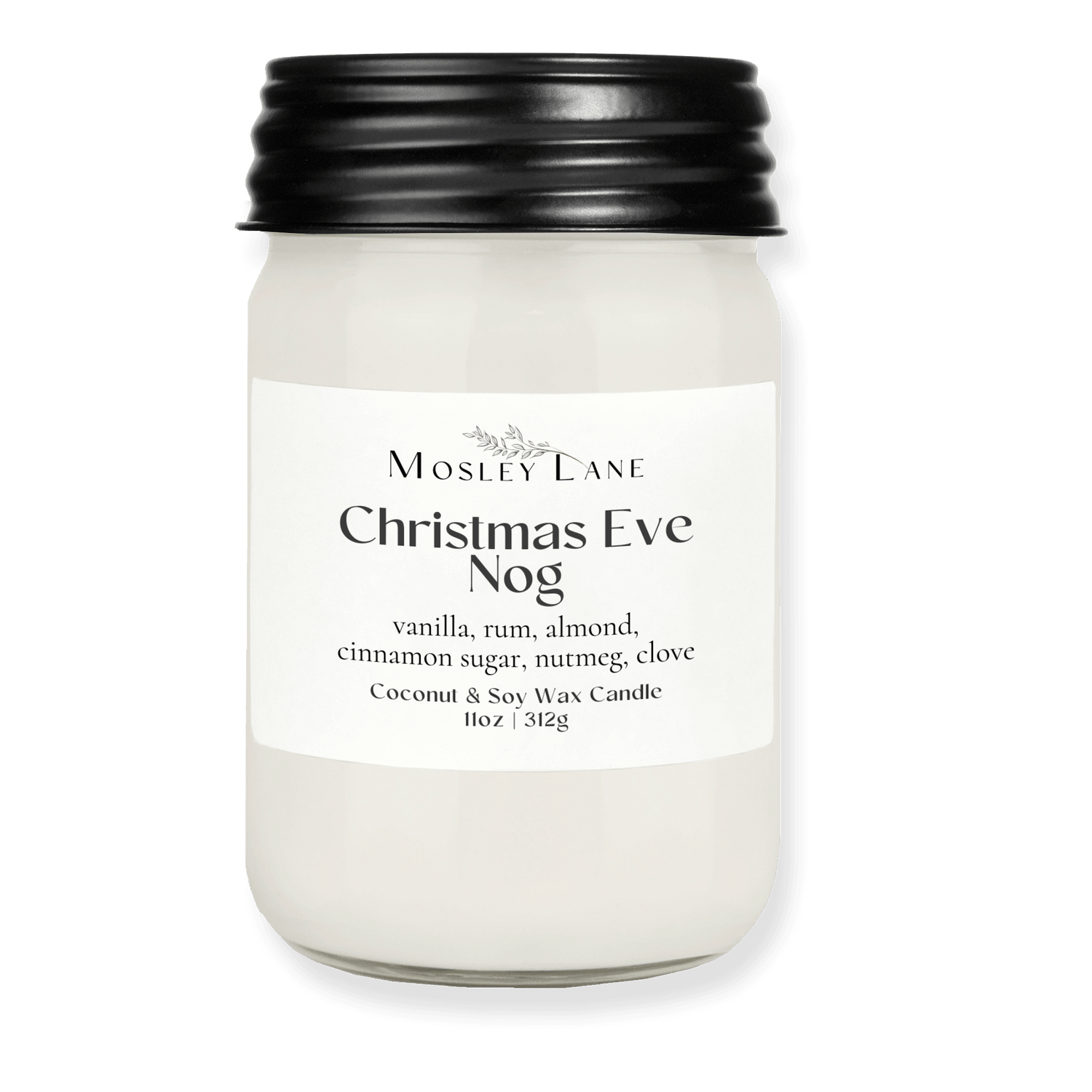 Christmas Eve Nog · Mason Coconut & Soy Candle · Black Lid