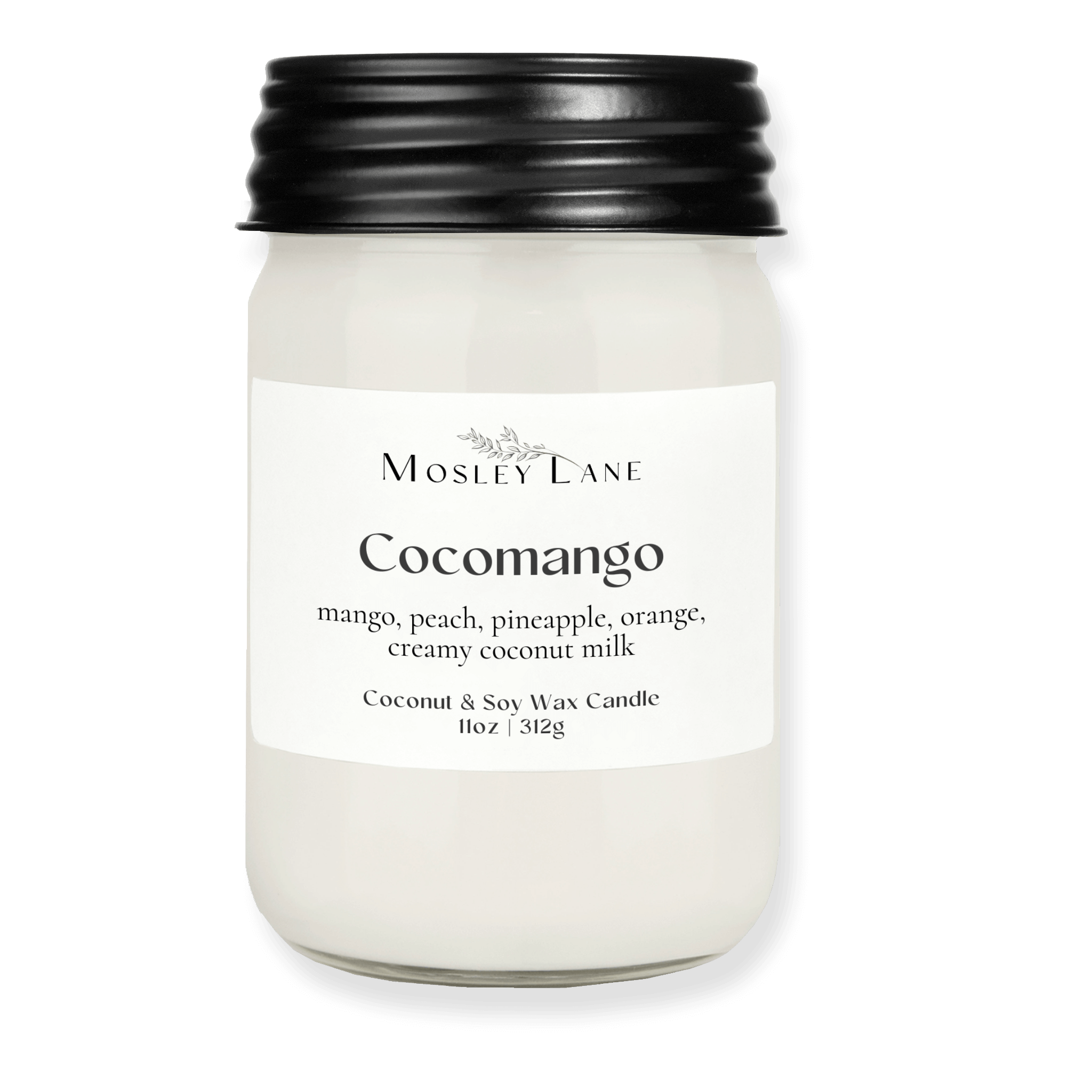 Cocomango · Mason Coconut & Soy Candle · Black Lid