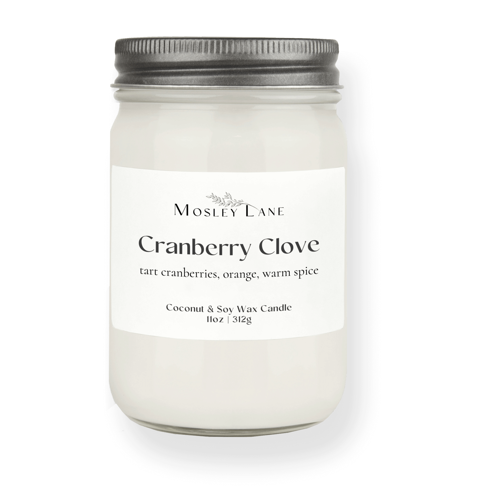 Cranberry Clove · Mason Coconut & Soy Candle · Pewter Lid