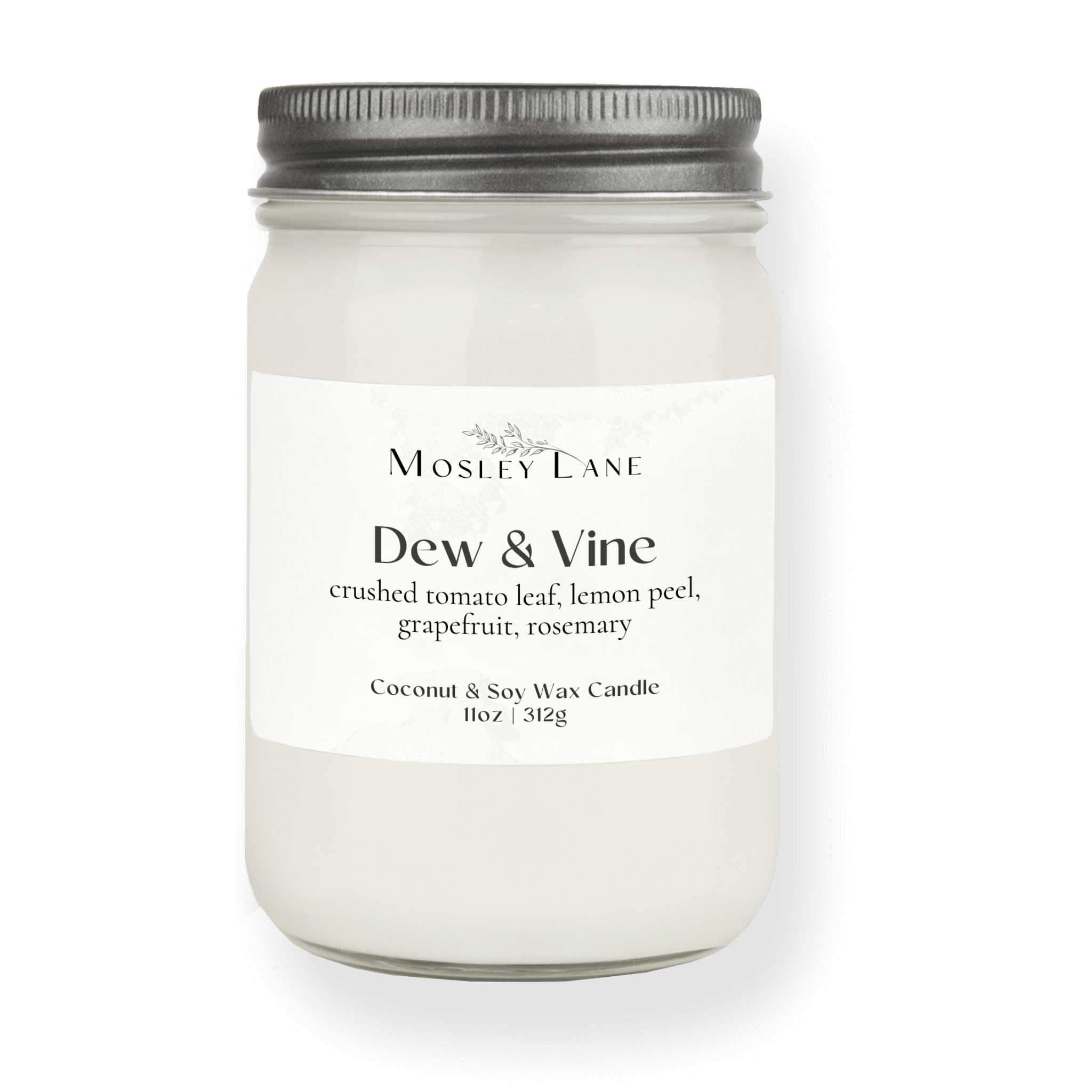 Dew & Vine · Mason Coconut & Soy Candle · Pewter Lid