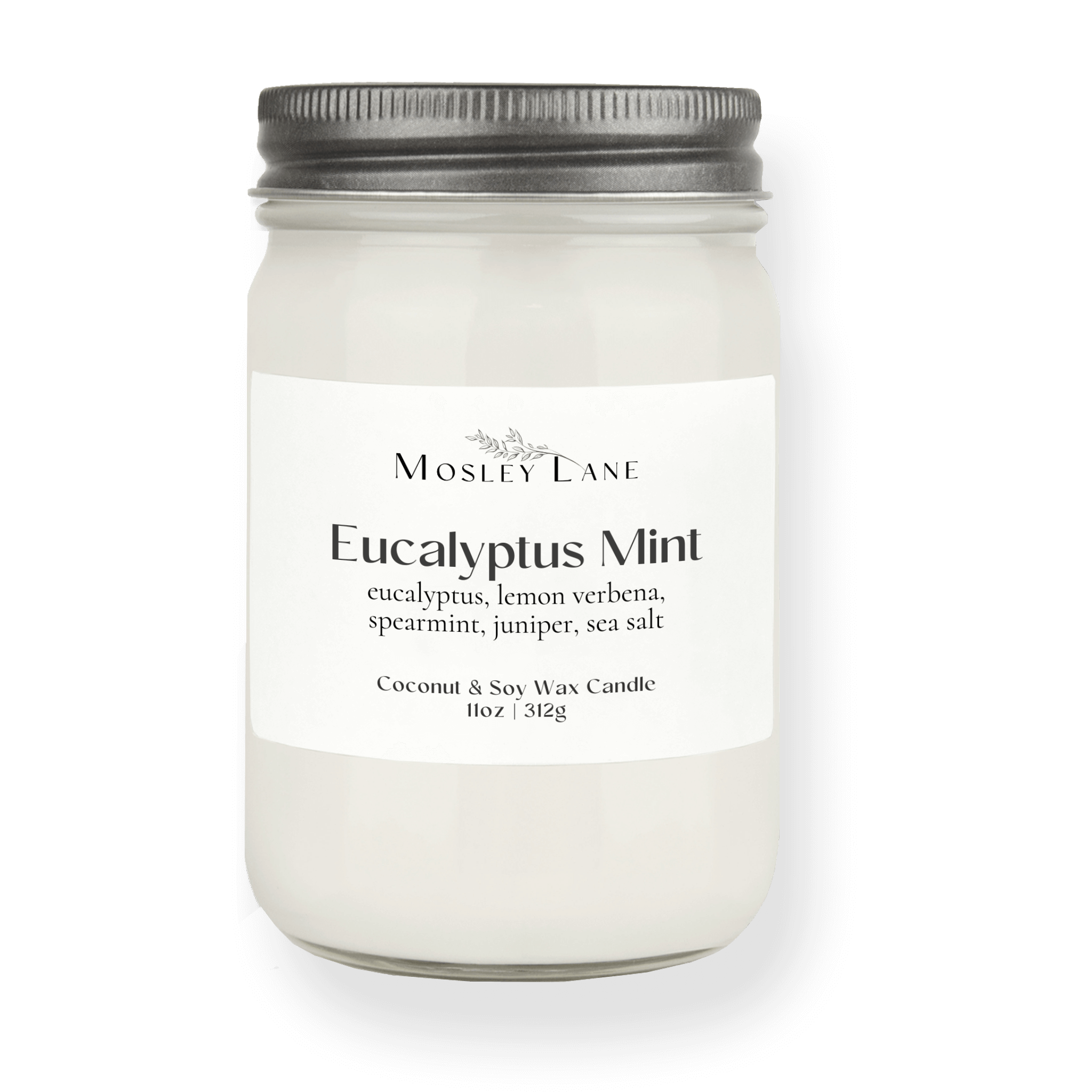 Eucalyptus Mint · Mason Coconut & Soy Candle · Pewter Lid