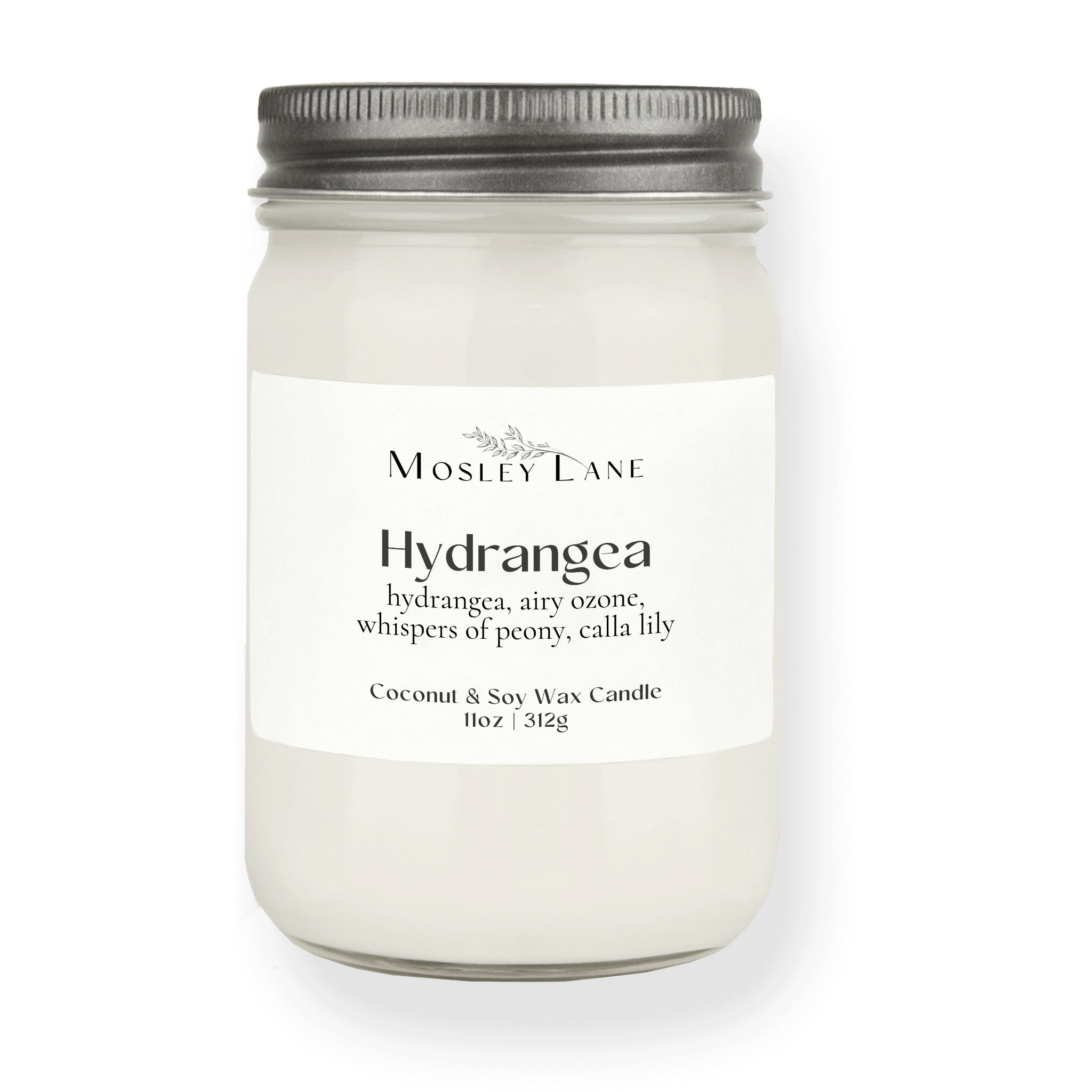 Hydrangea · Mason Coconut & Soy Candle · Pewter Lid