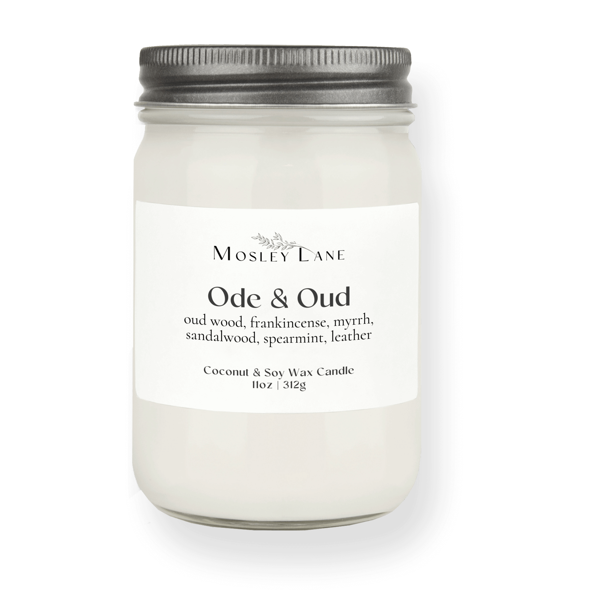 Ode & Oud · Mason Coconut & Soy Candle · Pewter Lid