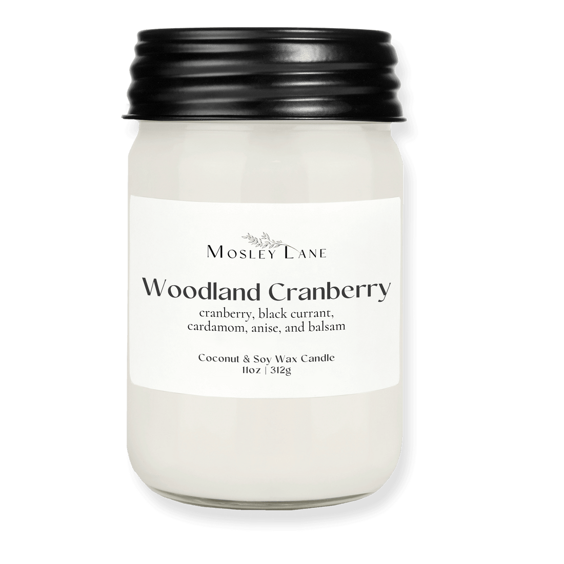Woodland Cranberry · Mason Coconut & Soy Candle · Black Lid