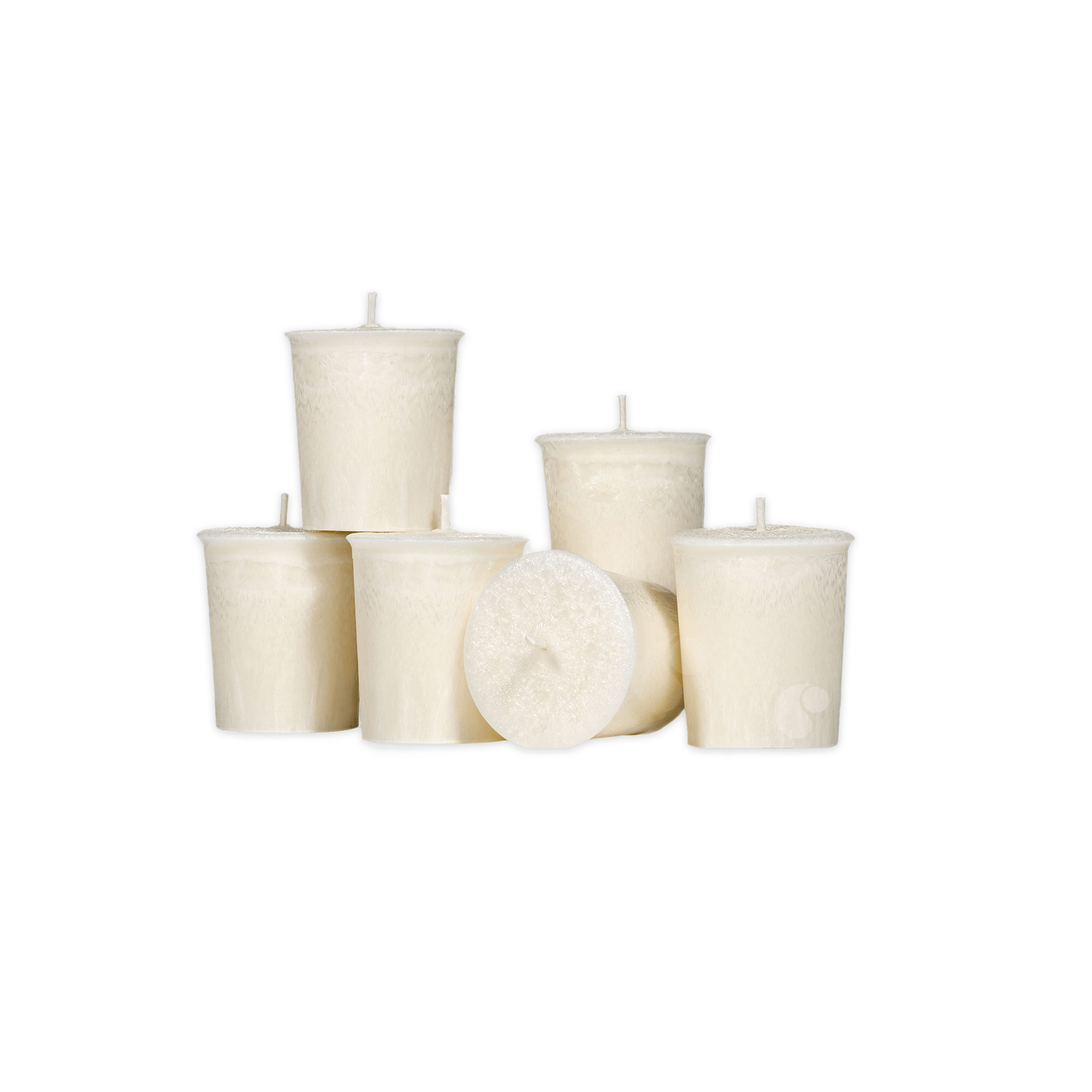 Set of white candles on a white background