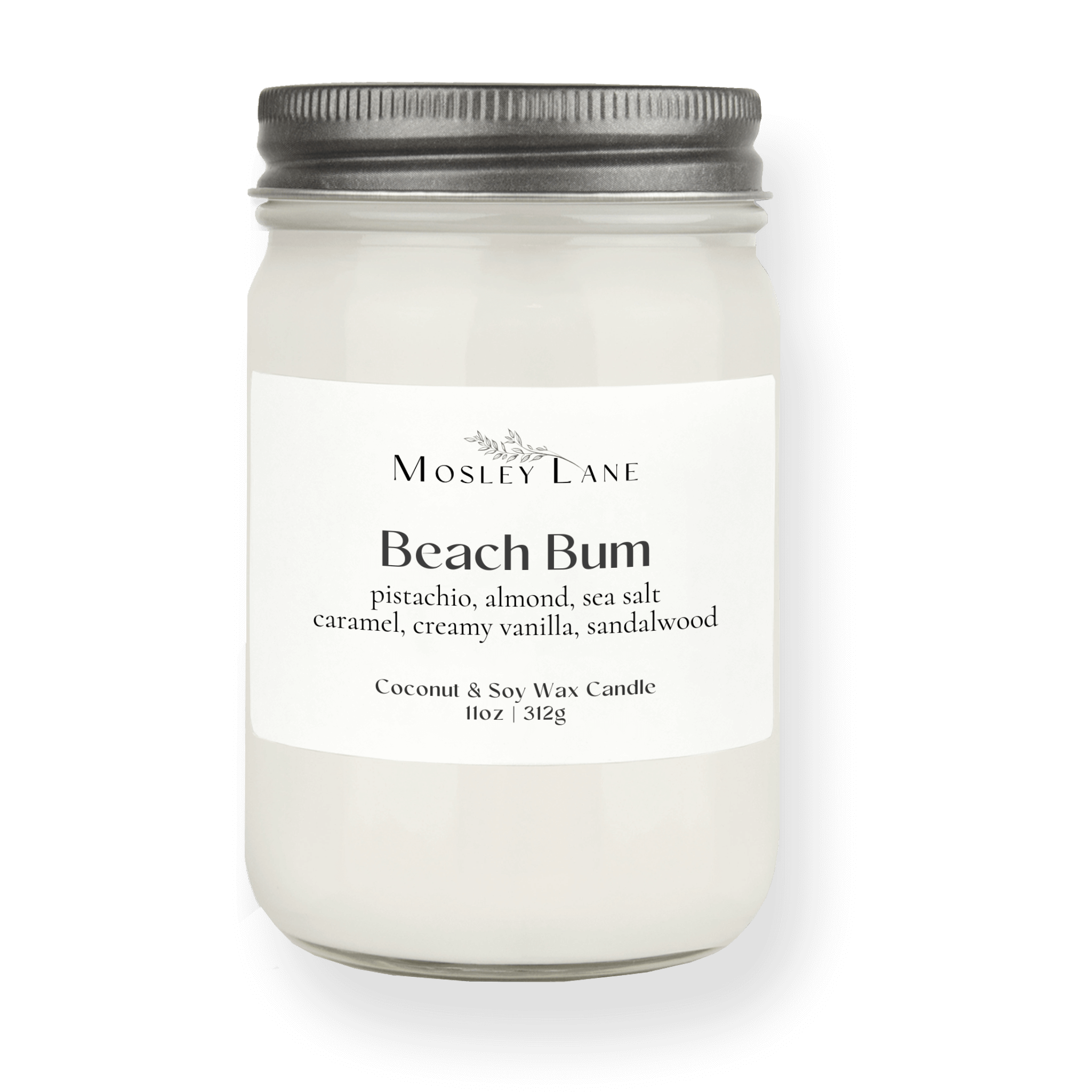Beach Bum · Mason Coconut &amp; Soy Candle · Pewter Lid
