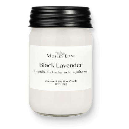 Black Lavender · Mason Coconut &amp; Soy Candle · Black Lid