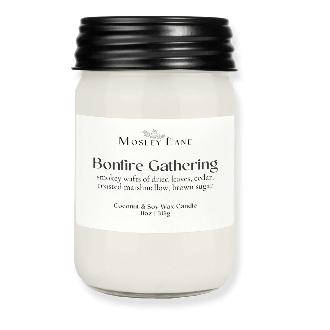 Bonfire Gathering · Mason Coconut & Soy Candle · Black Lid