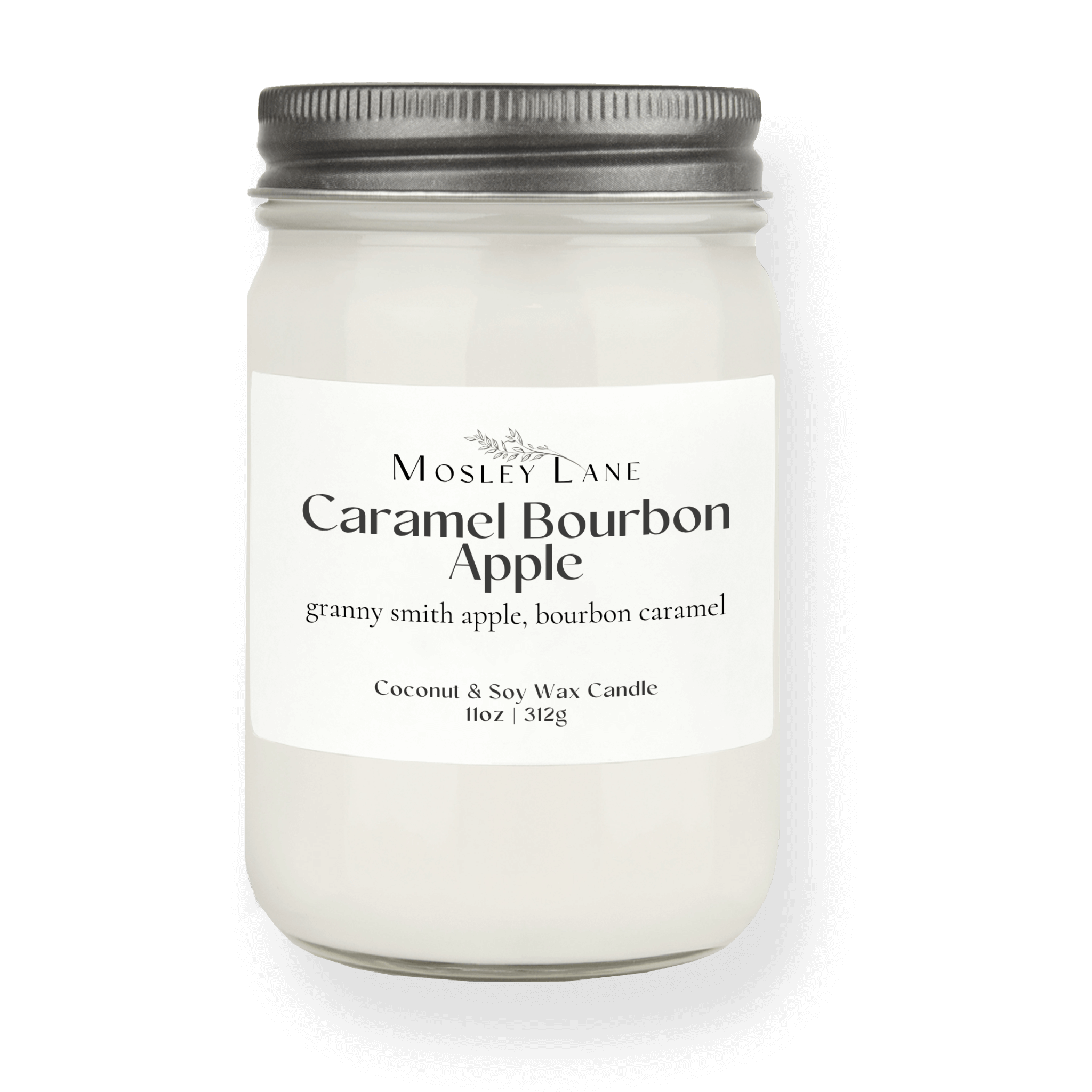 Caramel Bourbon Apple · Mason Coconut &amp; Soy Candle · Pewter Lid