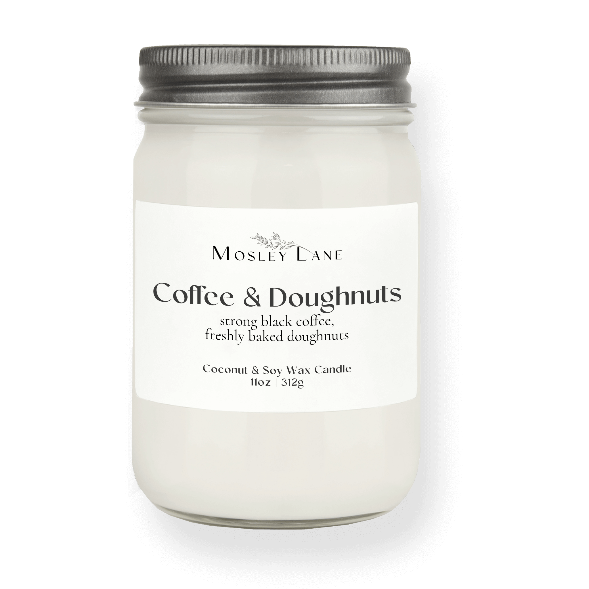 Coffee &amp; Doughnuts · Mason Coconut &amp; Soy Candle · Pewter Lid