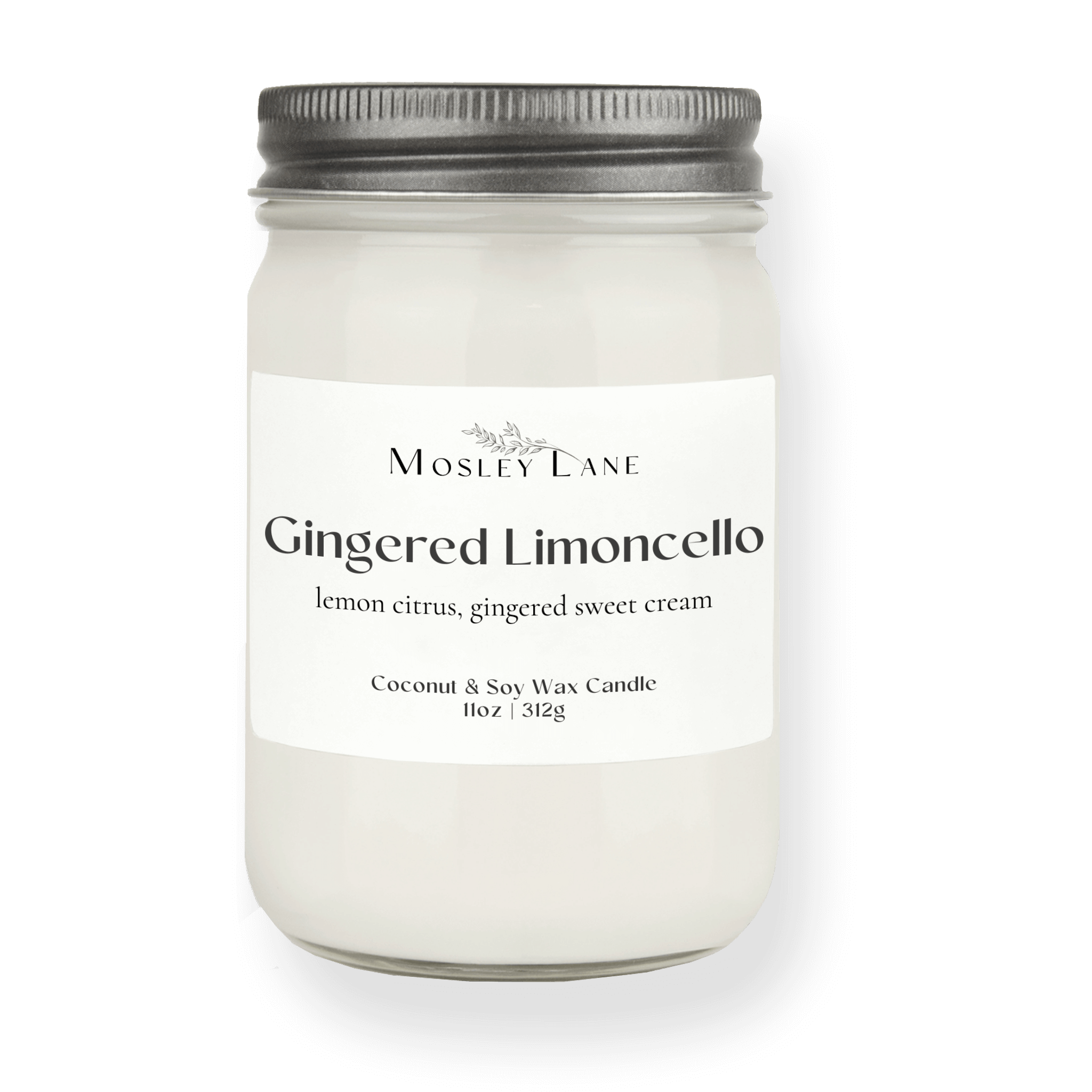 Gingered Limoncello · Mason Coconut &amp; Soy Candle · Pewter Lid