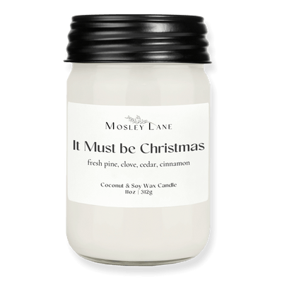 It Must Be Christmas · Mason Coconut &amp; Soy Candle · Black Lid