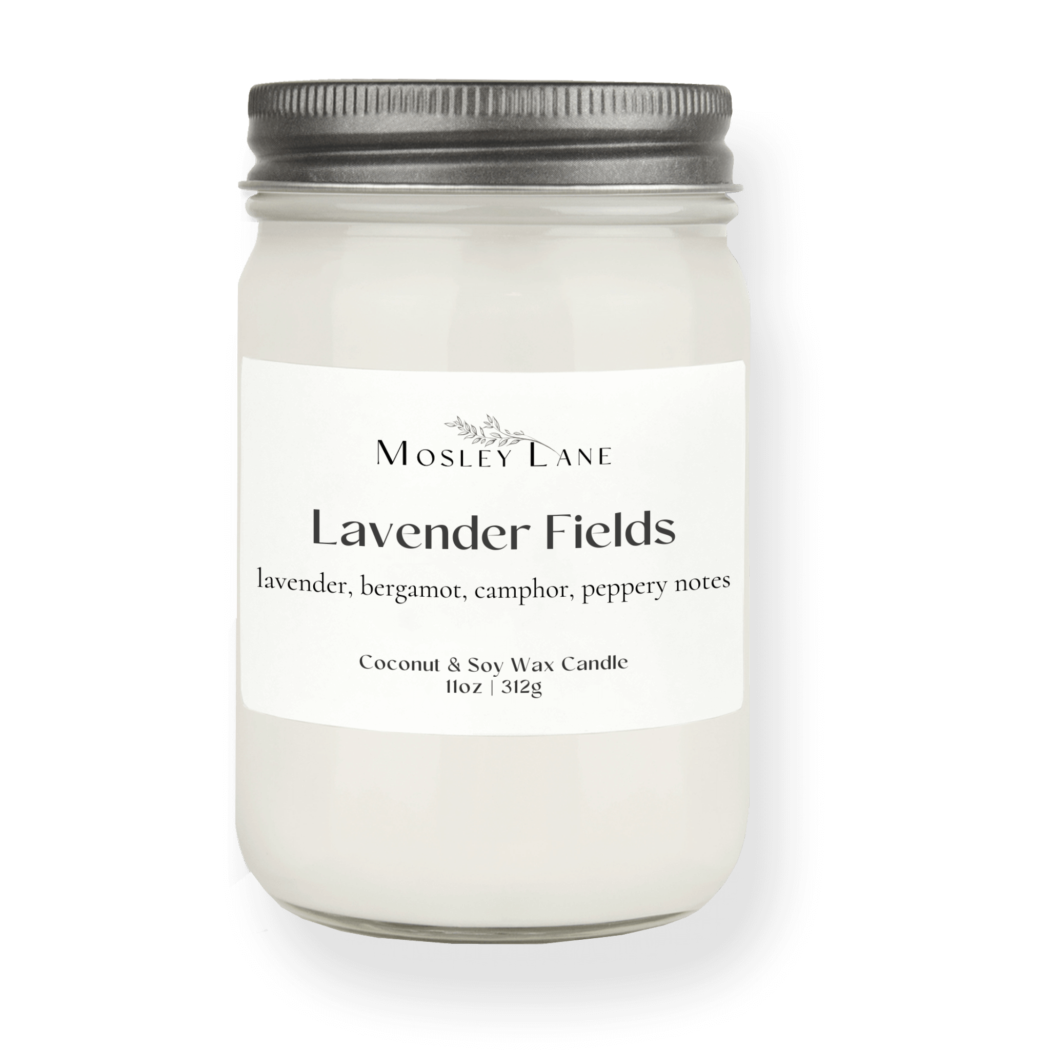 Lavender Fields · Mason Coconut &amp; Soy Candle · Pewter Lid