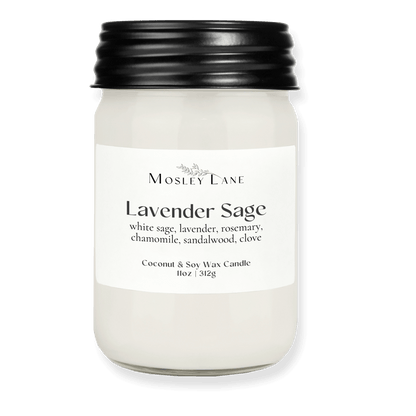 Lavender Sage · Mason Coconut &amp; Soy Candle · Black Lid