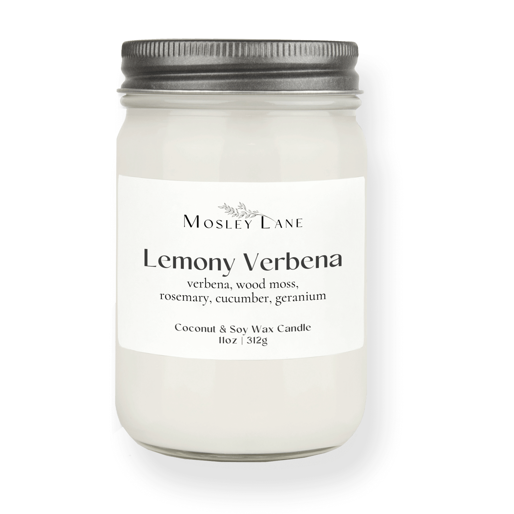 Lemony Verbena · Mason Coconut &amp; Soy Candle · Pewter Lid