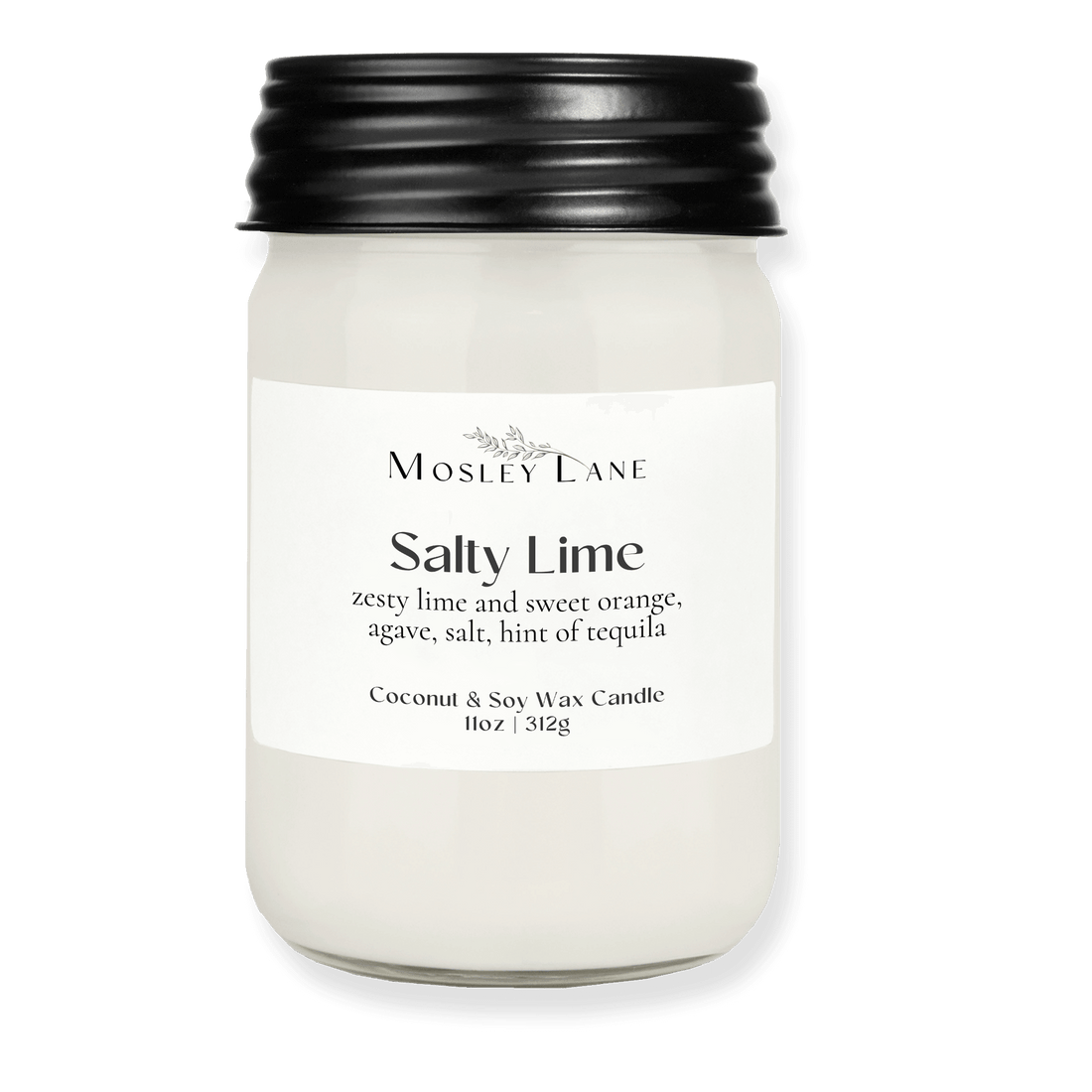 Salty Lime · Mason Coconut &amp; Soy Candle · Black Lid