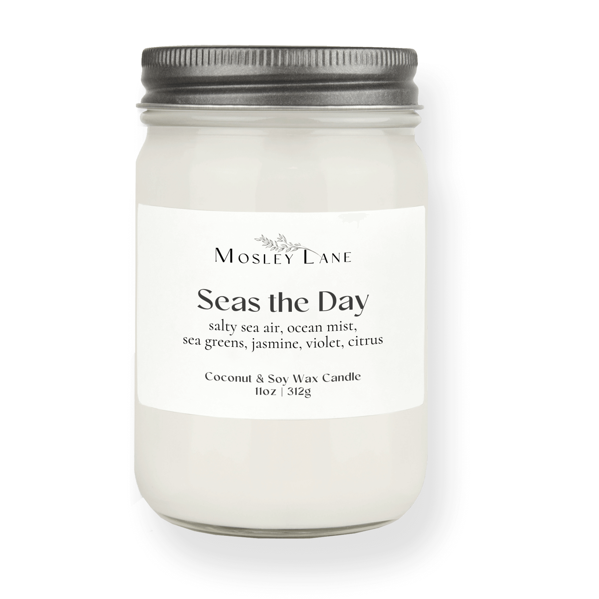 Seas the Day · Mason Coconut &amp; Soy Candle · Pewter Lid