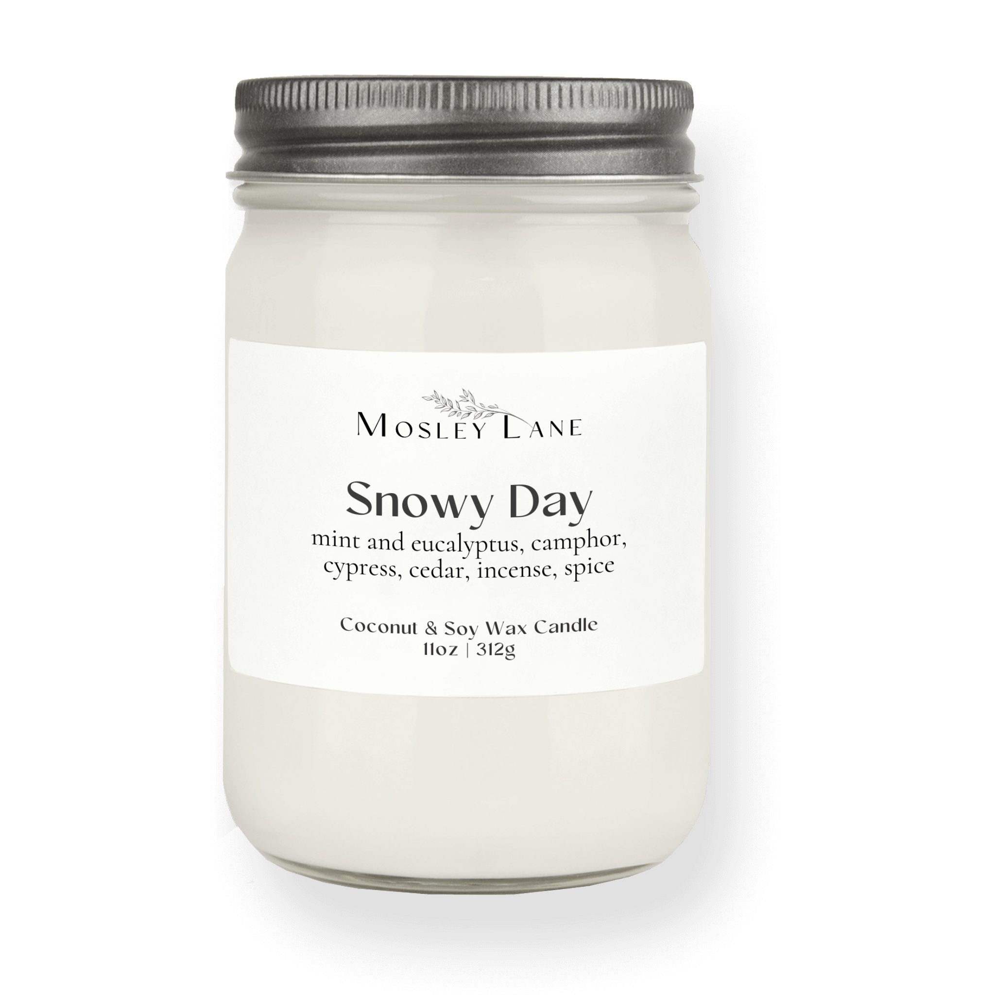 Snowy Day · Mason Coconut &amp; Soy Candle · Pewter Lid