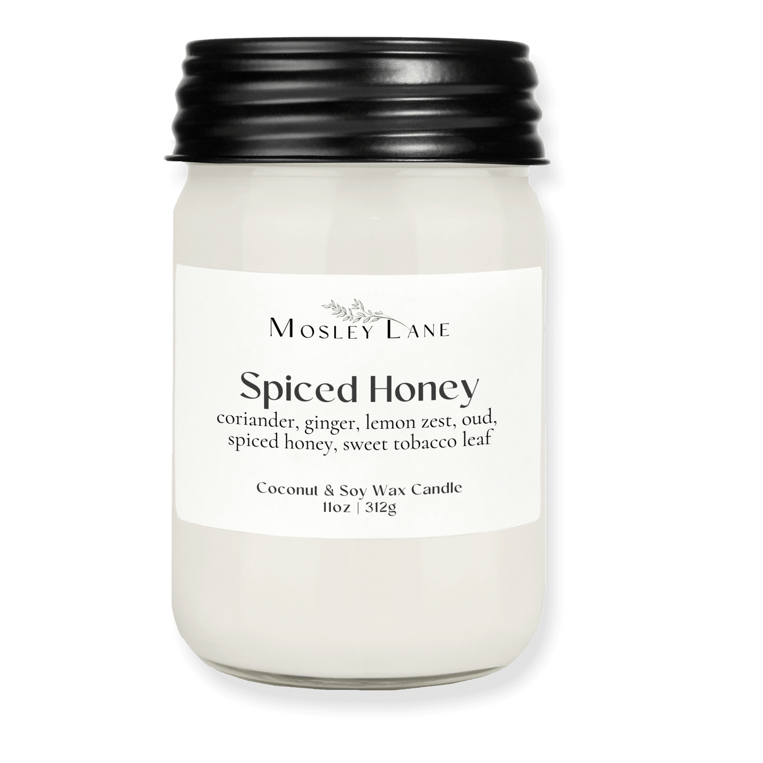 Spiced Honey · Mason Coconut &amp; Soy Candle · Black Lid