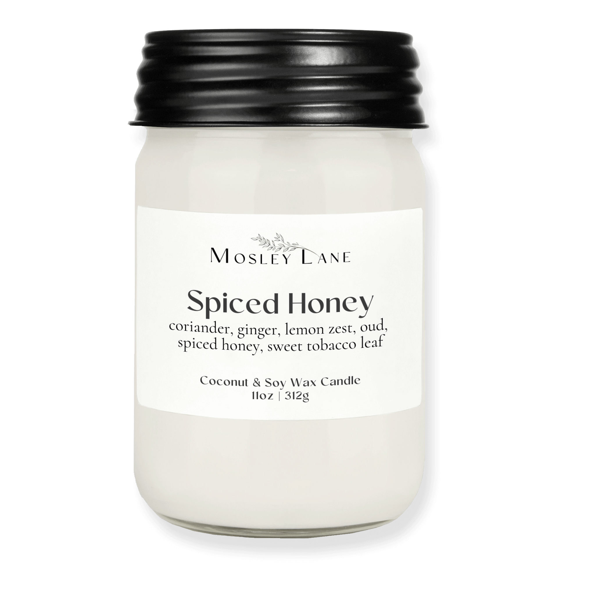 Spiced Honey · Mason Coconut &amp; Soy Candle · Black Lid