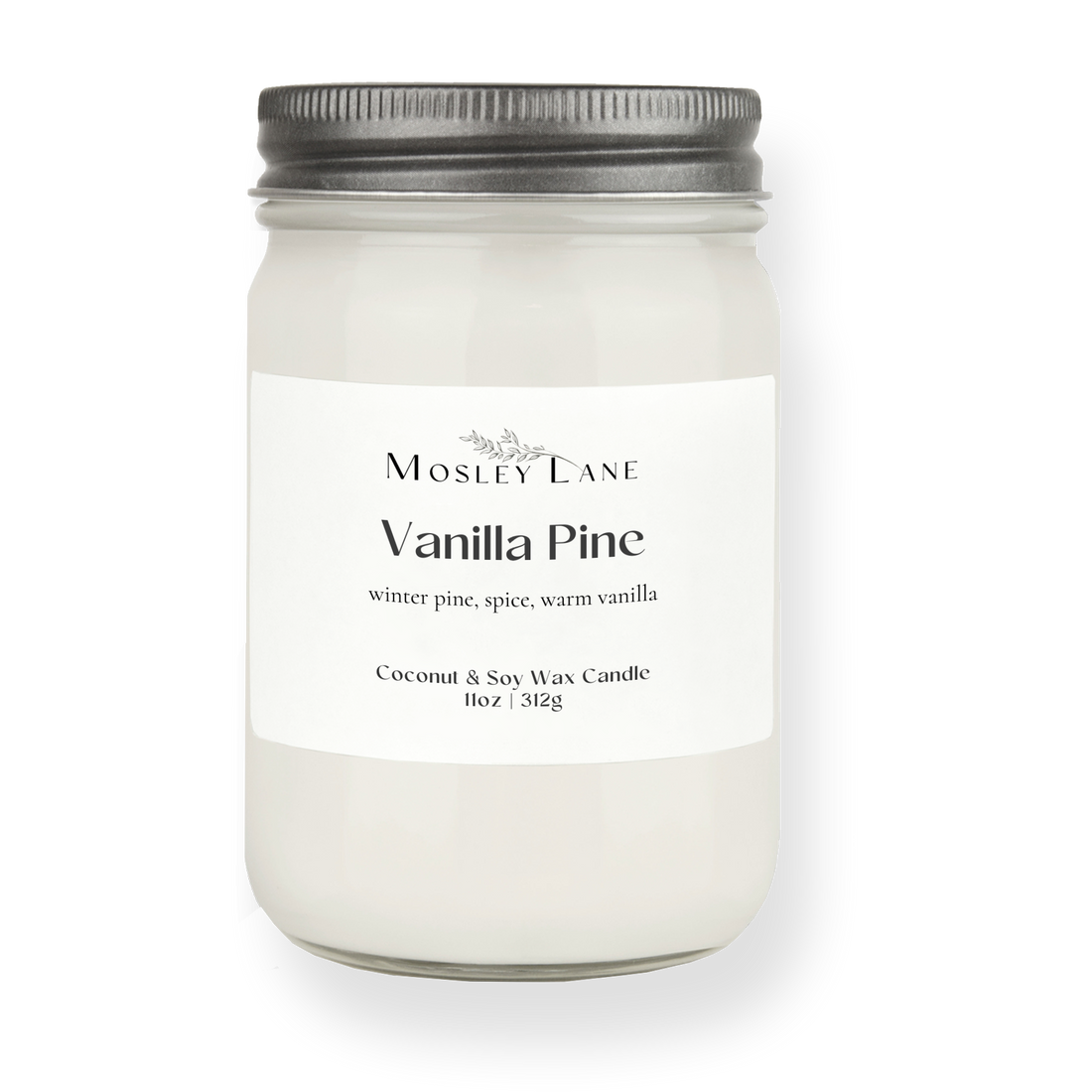 Vanilla Pine · Mason Coconut &amp; Soy Candle · Pewter Lid