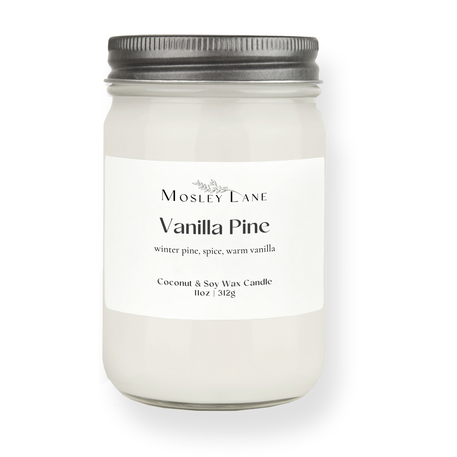Vanilla Pine · Mason Coconut &amp; Soy Candle · Pewter Lid