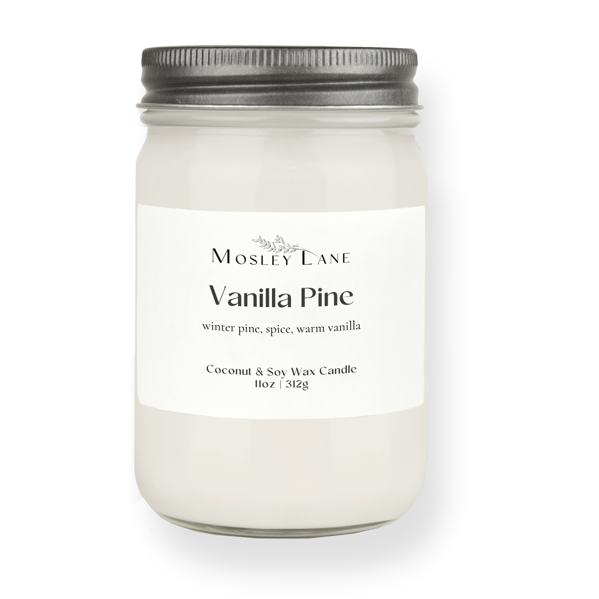 Vanilla Pine · Mason Coconut &amp; Soy Candle · Pewter Lid