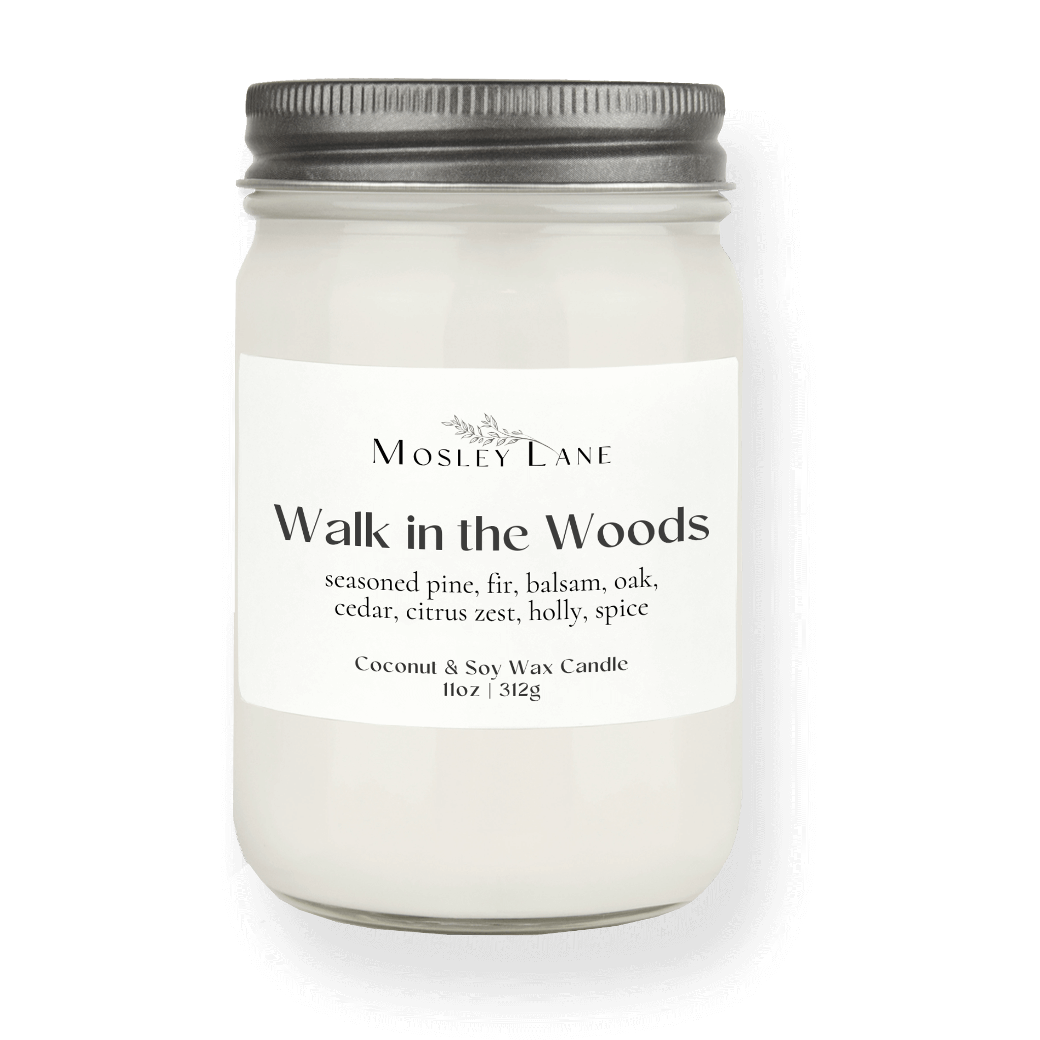 Walk in the Woods · Mason Coconut &amp; Soy Candle · Pewter Lid