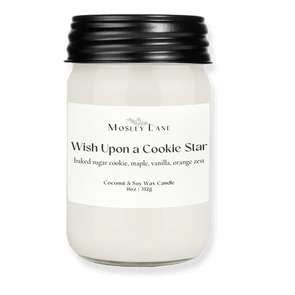 Wish Upon A Cookie Star · Mason Coconut &amp; Soy Candle · Black Lid