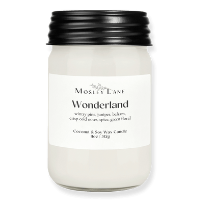 Wonderland · Mason Coconut &amp; Soy Candle · Black Lid