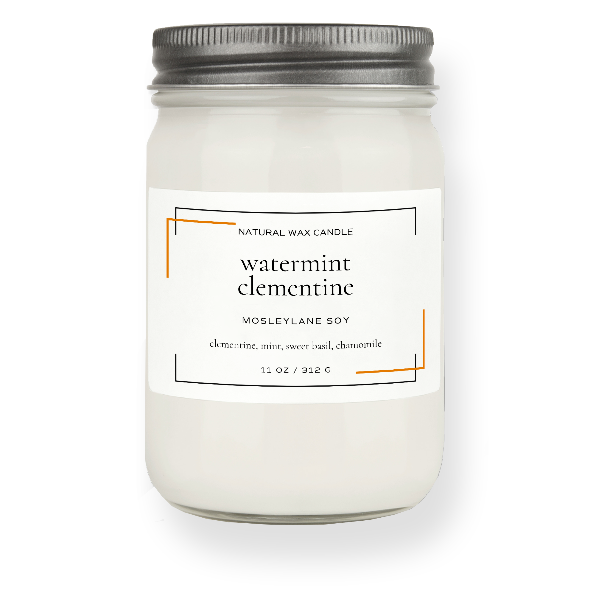 Watermint Clementine · Mason Soy Candle